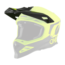 Der O'NEAL Visor F-SRS Helmet 2T ist ein leuchtend gelb-schwarzer Integralhelm für Mountainbikes, der an der Seite die Marke O'NEAL trägt. Er verfügt über ein Visier, mehrere Belüftungsöffnungen und eine gepolsterte Innenseite für verbesserten Schutz und Komfort.