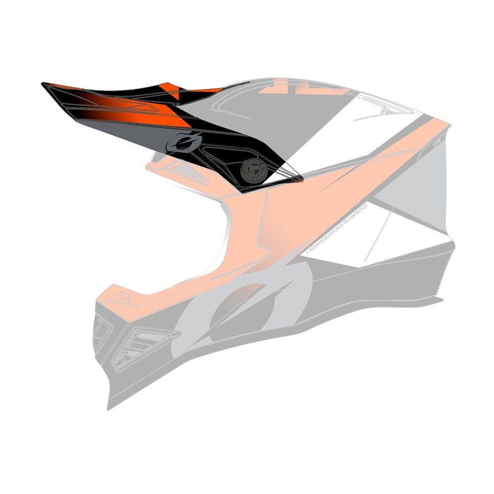 Der O'NEAL Visor F-SRS Helm GLITCH ist ein eleganter Motocross-Helm in einer Kombination aus Schwarz, Weiß, Orange und Grau. Er verfügt über ein Visier und Belüftungsdetails für optimale Luftzirkulation.