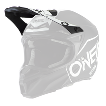 Der O'NEAL Visor 5SRS Helm HEXX in Schwarz und Weiß verfügt über ein aerodynamisches Design mit reichlich Belüftung, perfekt für den Offroad- und Motocross-Einsatz. Er trägt das O'Neal-Logo auf der Seite und der Vorderseite.