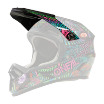 Wir präsentieren den O'NEAL Visor BACKFLIP Helmet RIOT, einen lebendigen Integralhelm für Motocross mit einer auffälligen Mischung aus Neongrün, Pink und Blau. Er zeigt kräftige geometrische und abstrakte Muster sowie markante Belüftungsöffnungen. Dieser Helm zeigt das auffällige „O'Neal“-Logo für zusätzlichen Stil und Markenbekanntheit.