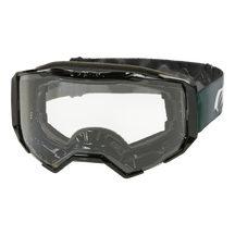 O'NEAL B-22 Goggle COVERT in Grau/Grün mit klaren Gläsern und verstellbarem dunklem Riemen, abgebildet auf weißem Hintergrund.