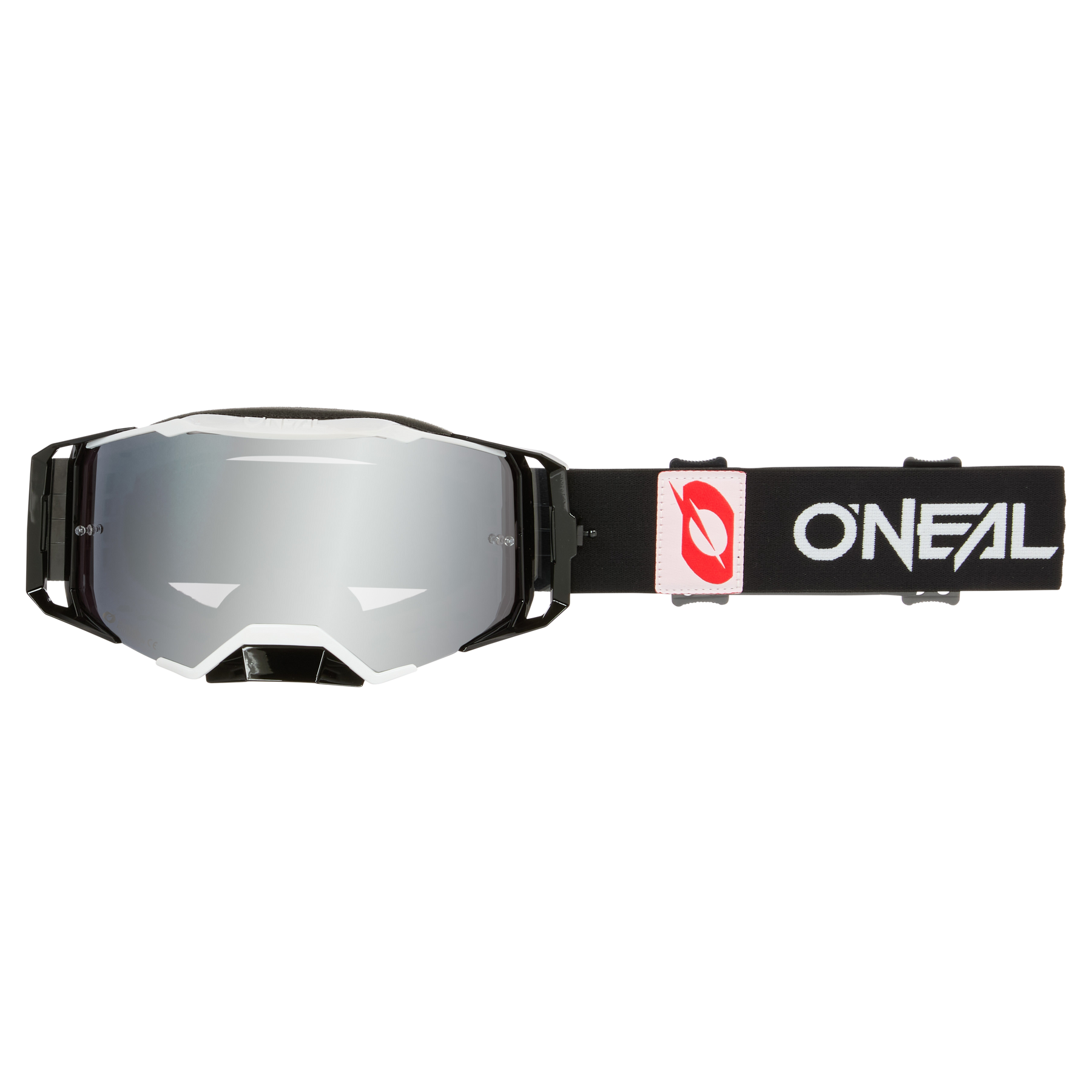 O'NEAL B-33 Goggle BOLD, schwarze Motocross-Brille mit reflektierender Linse und verstellbarem Riemen mit dem O'Neal-Logo.