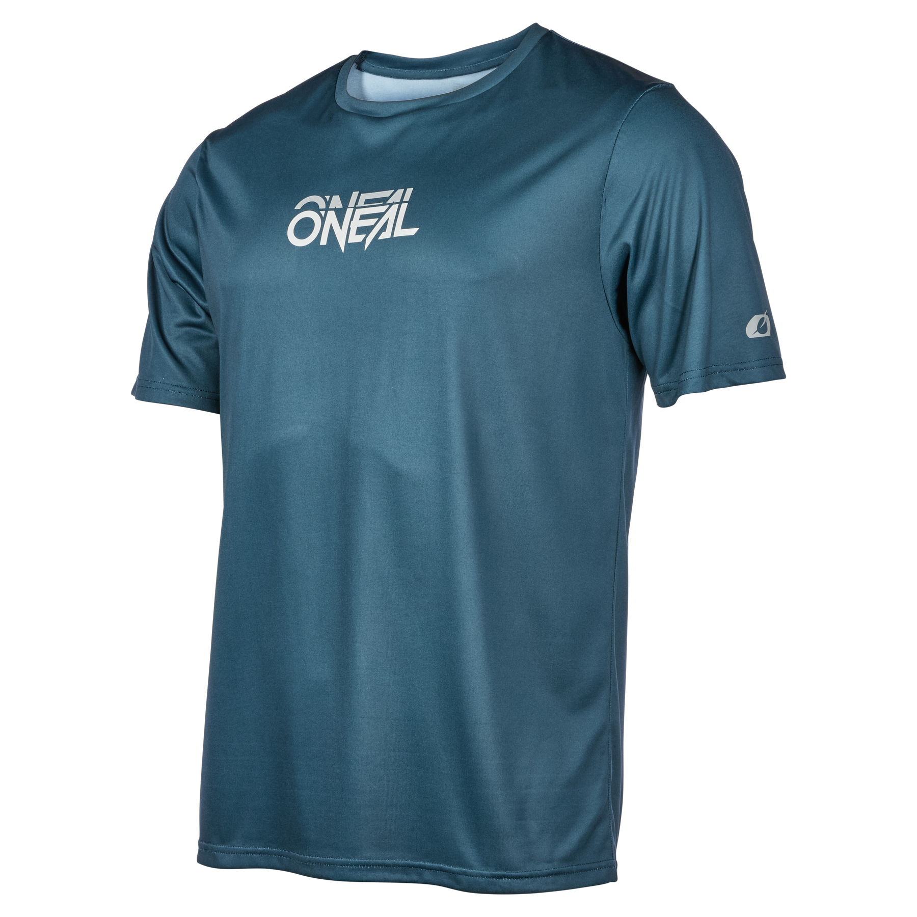 Das O'NEAL SLICKROCK Jersey STATIC in Ocean Blue mit weißem „O’NEAL“-Logo auf der Brust und kleinem Logo auf dem linken Ärmel verkörpert die O'NEAL-Qualität. Sein schlankes Design macht es perfekt zum Radfahren oder für den alltäglichen Komfort.