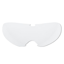 Die O'NEAL B-YOUTH Goggle - Spare Lens ist eine klare Ersatzlinse mit einer schlanken, gebogenen Form. Diese Linse hat oben eine zentrale Kerbe und passt genau in den Brillenrahmen. Ihre transparente Oberfläche ist makellos und frei von sichtbaren Kratzern oder Flecken.